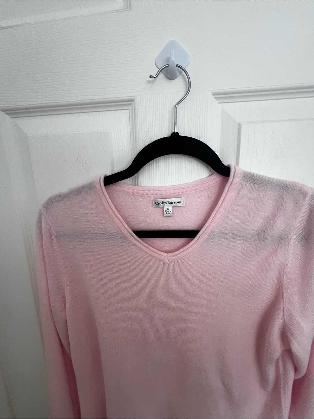 croft & barrow Light Pink V-Neck Women's Sweater - Picture 6 of 8